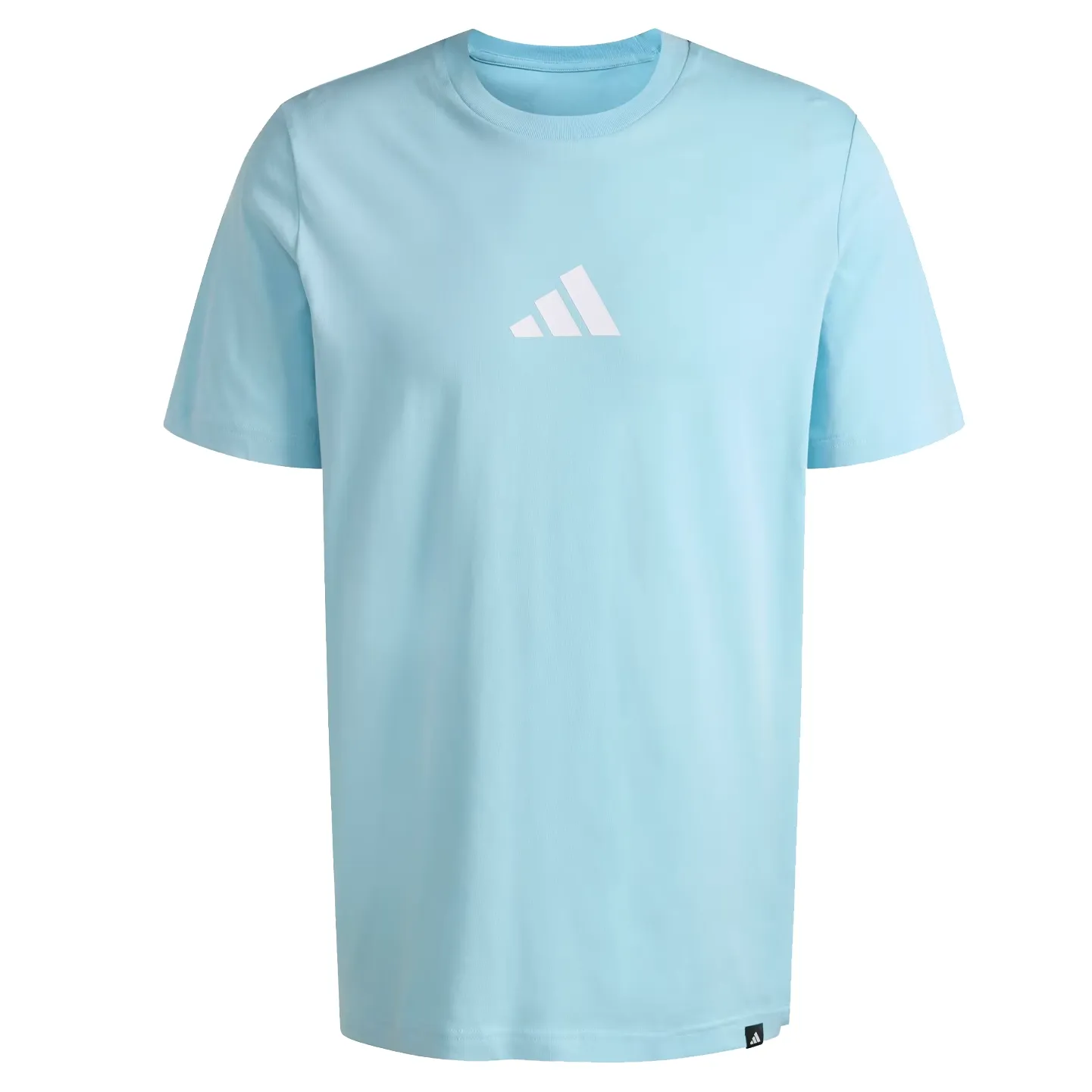 Camiseta Adidas Argentina Copa26 azul claro com detalhes brancos no peito e mangas, vista frontal